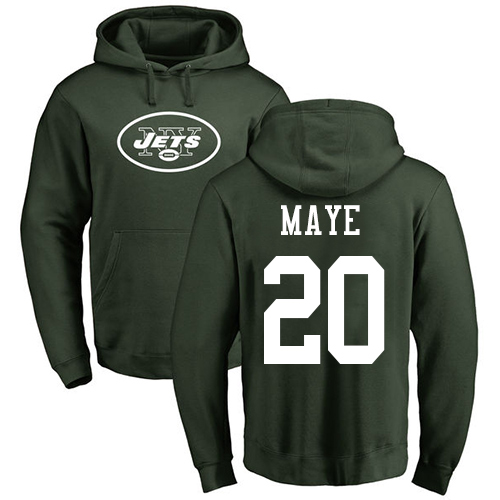 New York Jets Men Green Marcus Maye Name and Number Logo NFL Football 20 Pullover Hoodie Sweatshirts